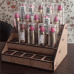 Laser Cut Wooden Lipstick Stand Makeup Organizer Box Free DXF File