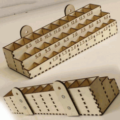 Laser Cut Wooden Slat Wall Drill Bit Organizer Box Plywood 4mm Free DXF File