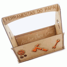 Laser Cut Wooden Tools Organizer Box With Handle Free DXF File