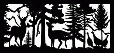 28 X 60 Buck Doe Three Turkeys Mountains Plasma Art Free DXF File
