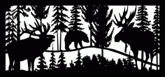 28 X 60 Elk Bear And Moose Plasma Art Free DXF File