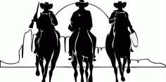 3 Cowboys For Laser Cut Free Vector File