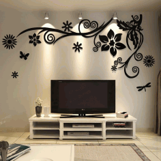 3d Flower Acrylic Wall Decor For Laser Cutting Free Vector File