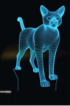 3d Illusion Lamp Cat Model Free Vector File