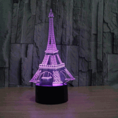 3d Illusion Led Eiffel Tower Night Light Free Vector File, Free Vectors File
