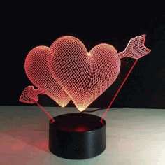 3d Illusion Led Heart Night Light Free Vector File
