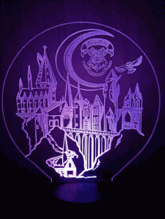 3d Lamp Hogwarts Castle For Laser Cutting Free Vector File