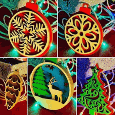 3d Layered Christmas Ornaments Laser Cut Free Vector File, Free Vectors File