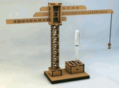 3d Wooden Puzzle Tower Crane Pen Holder Office Desk Organizer 4mm Laser Cut Free Vector File