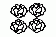 4 Rose Flowers Free DXF File