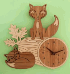 A Watch With Two Foxes For Laser Cut Cnc Free DXF File