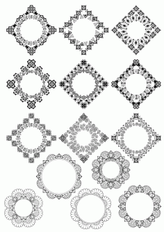 Abstract Border Design Vector Set For Laser Cut Free Vector File