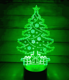 Acrylic Christmas Tree Night Light Laser Cut Free Vector File, Free Vectors File