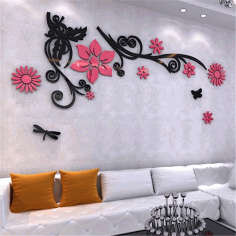 Acrylic Wall Decor 3d Flower For Laser Cutting Free Vector File