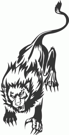 Angry Lion Silhouette Free DXF File