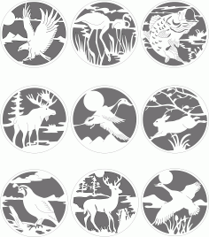 Animal And Birds Circular Design Patterns For Laser Cutting Free DXF File