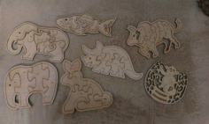 Animals Jigsaw Puzzle Toys Free DXF File