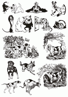 Animals Silhouette Dogs Sticker Free Vector File