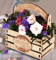 Basket Of Flowers For Laser Cut Cnc Free Vector File