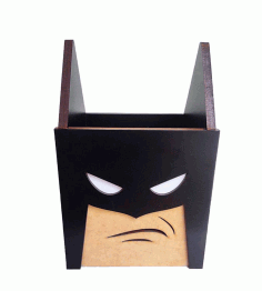 Batman Pen Holder Superhero Gift Desk Organizer Laser Cut Free DXF File, Free Vectors File