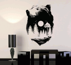 Bear Wall Art Wall Decor For Laser Cutting Free Vector File