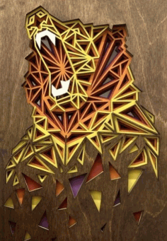 Bear Wall Decor Geometric Layered Art For Laser Cutting Free Vector File, Free Vectors File
