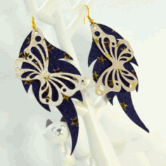 Beautiful Butterfly Earring Jewelry Template Laser Cut Free DXF File, Free Vectors File