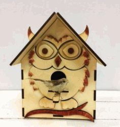 Bird House Shaped Like An Owl For Laser Cut Cnc Free DXF File
