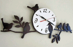 Birds Wall Clock Unique Decor For Laser Cut Free Vector File