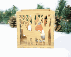 Box Lamp Deer In The Forest For Laser Cut Free DXF File