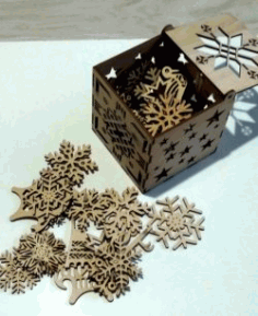 Box Of Snow And Toys For Laser Cut Free Vector File
