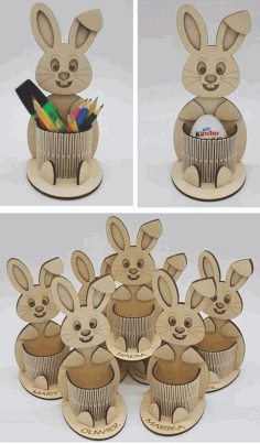 Bunny Pen Holder Office Desk Organizer Laser Cut Free DXF File, Free Vectors File