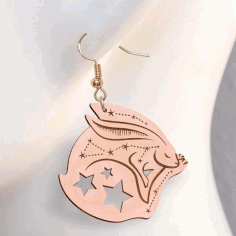 Bunny Rabbit Sleep Stars Earring With Engraving Design Laser Cut Free Vector File, Free Vectors File