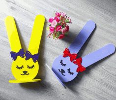 Bunny Rubber Band Holder For Laser Cutting Free Vector File