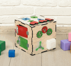 Busy Cube Wooden Toy For Laser Cut Free Vector File