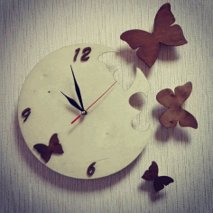 Butterfly Clock Laser Cut For Laser Cut Free Vector File