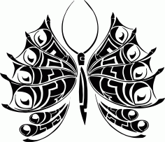 Butterfly Tattoo Design Laser Cut Free DXF File