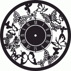 Butterfly Wall Clock Home Decor Free DXF File