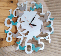 Butterfly Wall Clock Laser Cutting Templates Free Vector File
