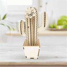 Cactus 3d Wooden Puzzle For Laser Cut Free Vector File