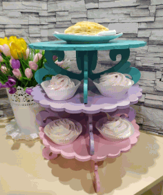 Cake Stand Round Cupcake Stand Dessert Display Stand For Laser Cutting Free Vector File