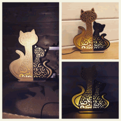 Cat And Kitten Night Light Lamp Home Decor For Laser Cutting Free Vector File