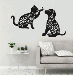 Cat Dog And Butterfly Wall Decor Free Vector File