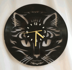 Cat Face Wall Clock For Laser Cut Free Vector File, Free Vectors File