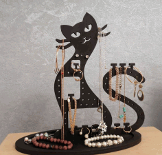 Cat Jewelry Organizer Jewelry Holder Stand For Laser Cut Free Vector File