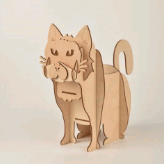 Cat Pencil Holder Desk Organizer Laser Cut Free Vector File