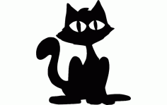 Cat Sitting Silhouette Free DXF File