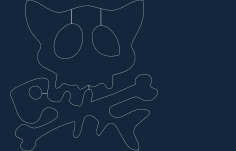 Cat Skull And Crossbone Free DXF File