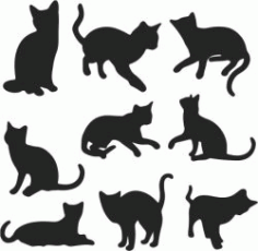 Cats Collection For Laser Cut Plasma Decal Free Vector File