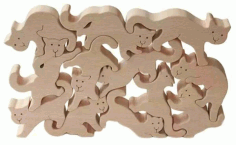 Cats Puzzle For Laser Cut Free DXF File, Free Vectors File